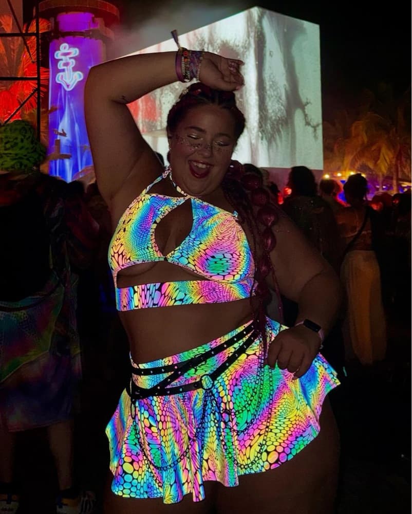 Vibrant Neon Psychedelic Rave Outfit - Image 1