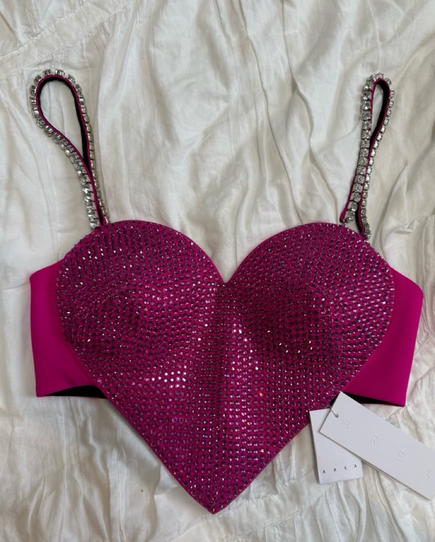 Area Crystal Fuschia Heart Valentine Top - Image 1