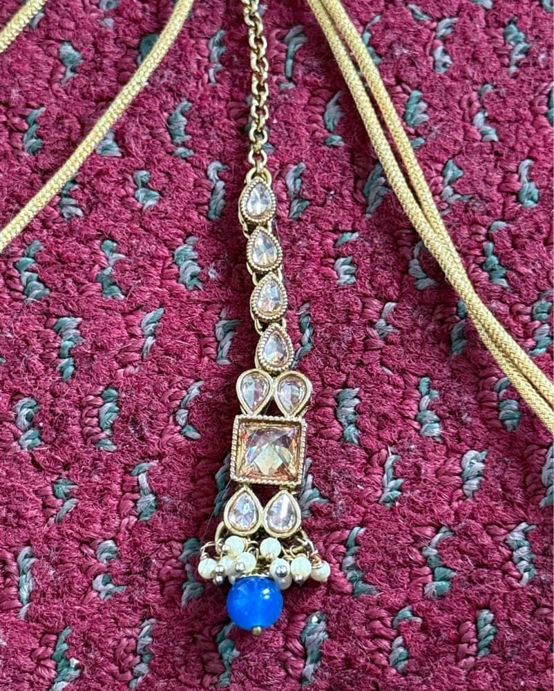 Indian Blue And Gold Jewelry   - Image 3