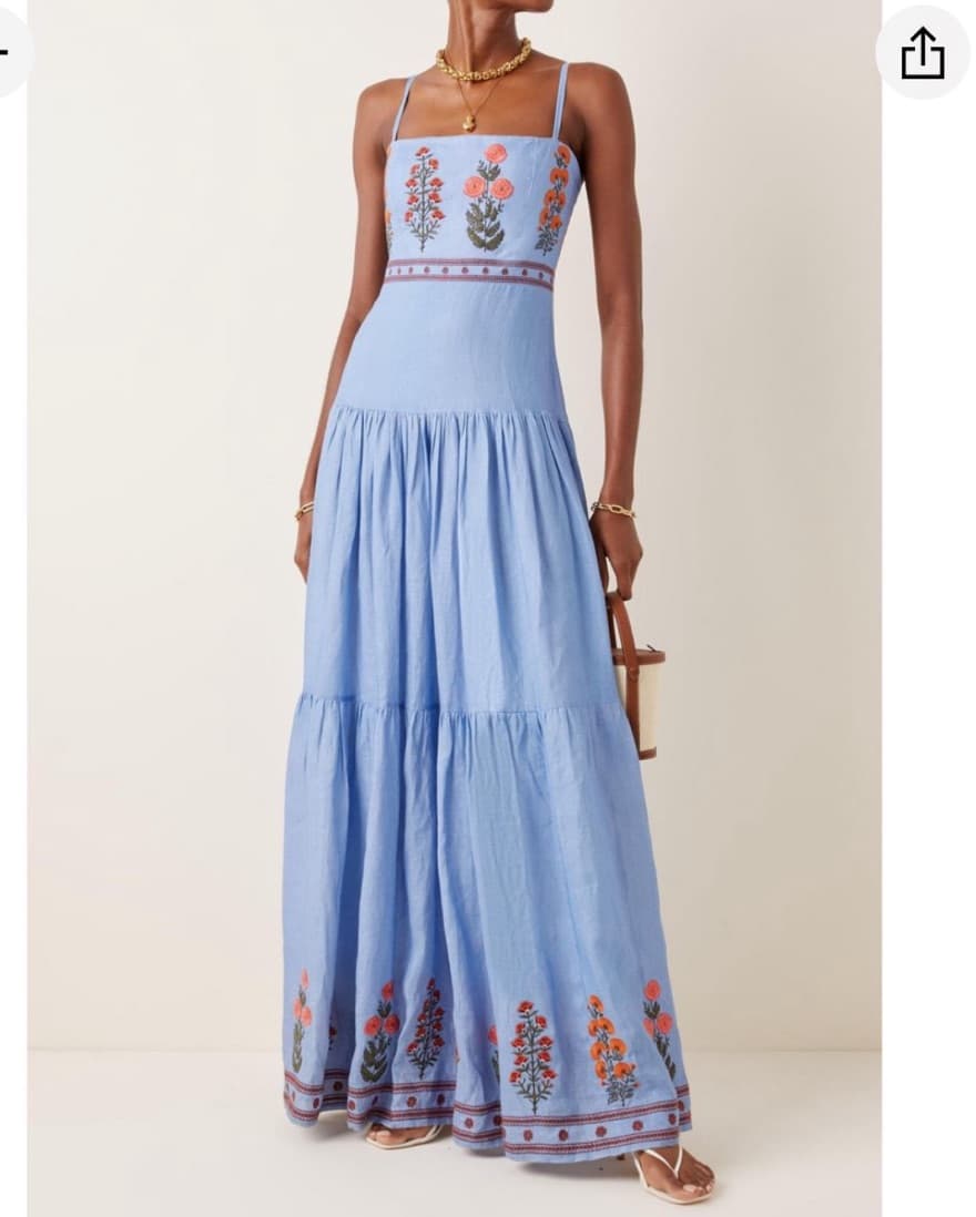 Agua By Agua Bendita Blue Linen Gown - Image 1