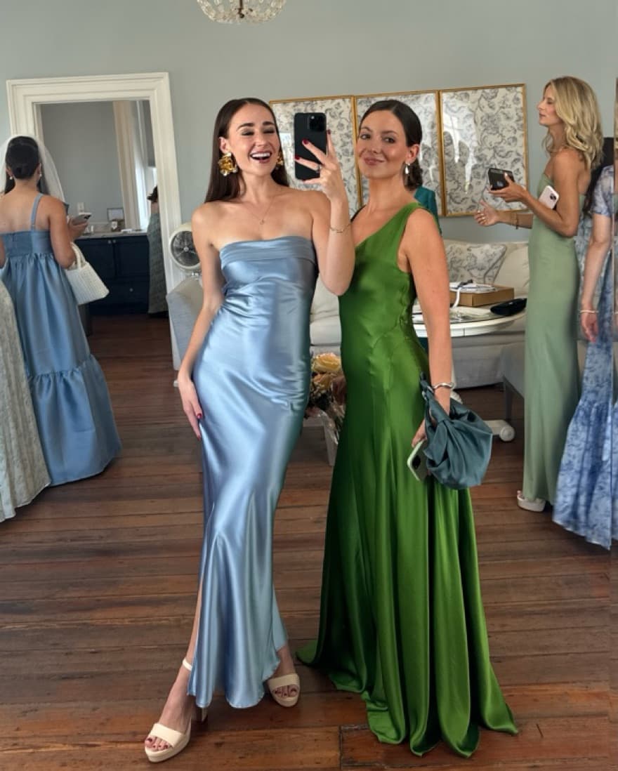 Blue Silk Gown With Neck Piece  - Image 2