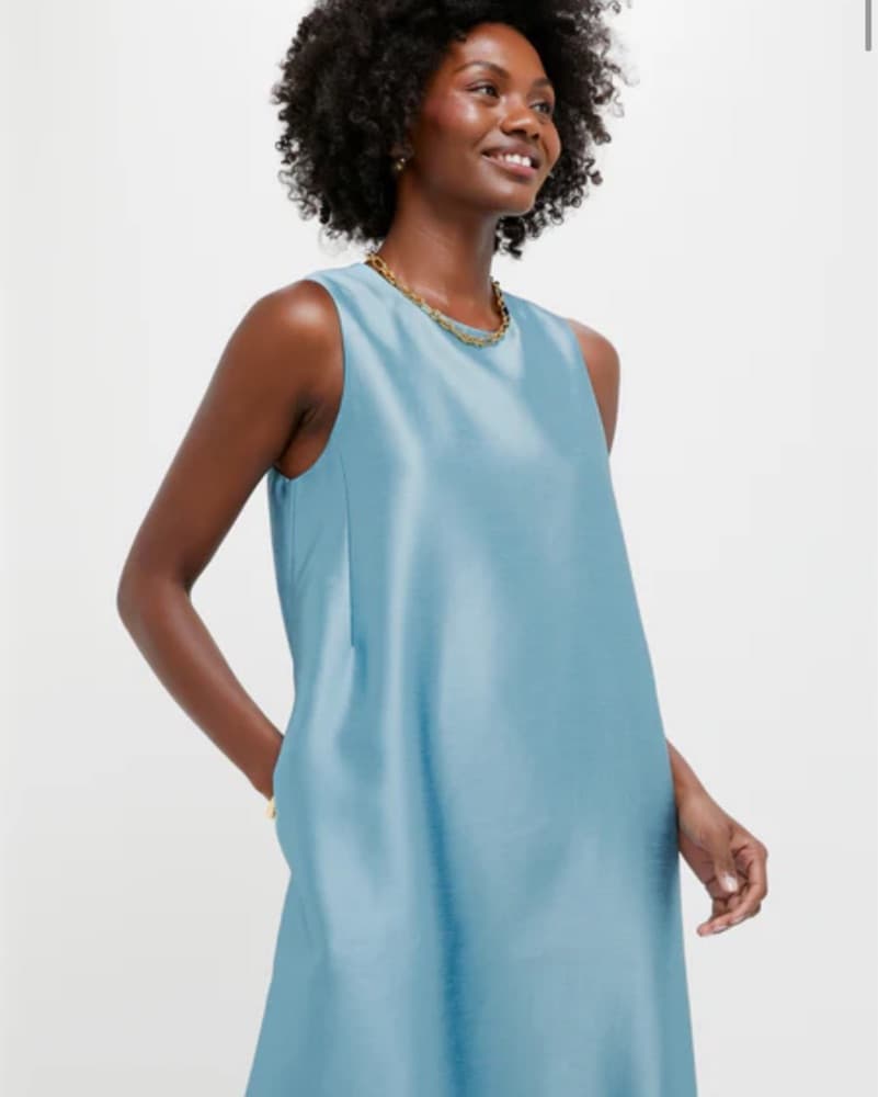 Robins Egg Blue Dupioni Marlowe Dress - Image 1