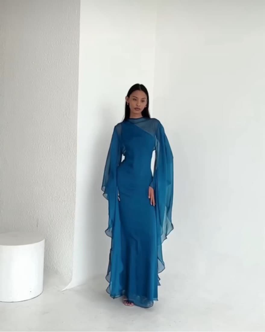 Maxi long sleeve Silk dress - Image 1