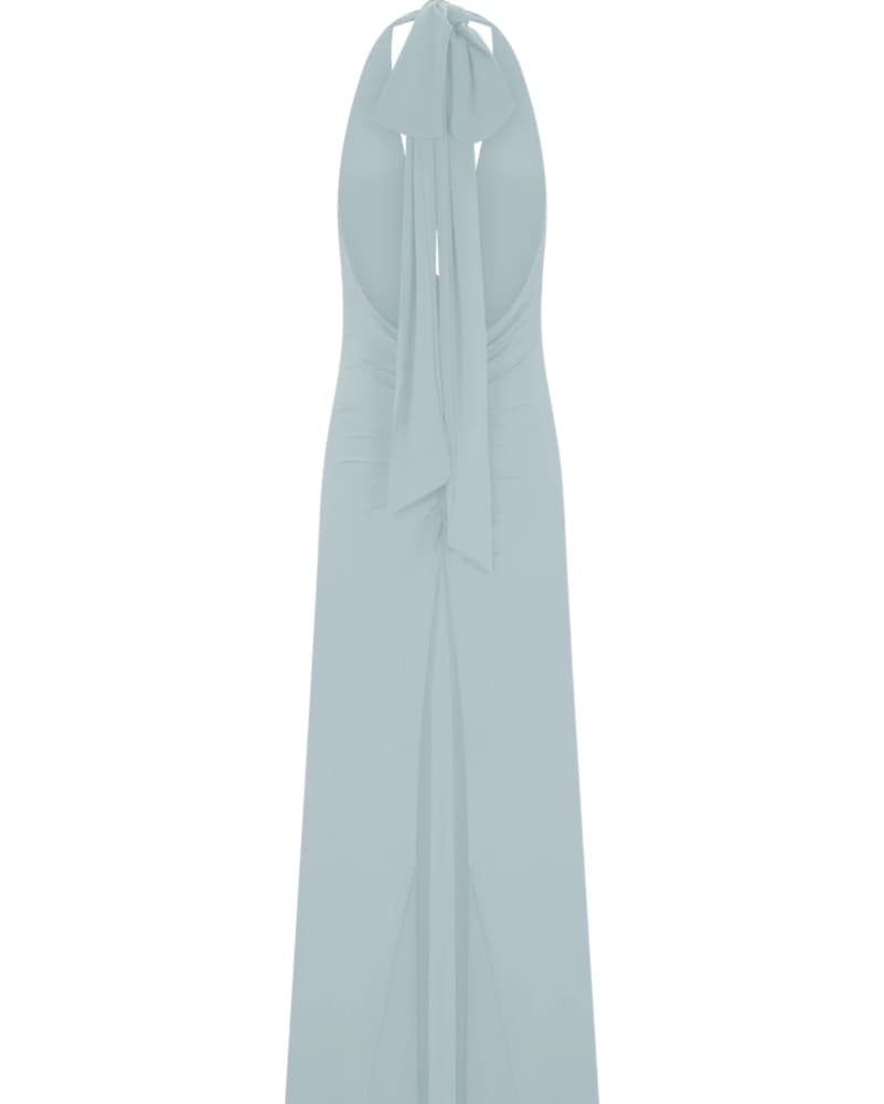 Halter Neck With Scarf Blue Maxi Dress - Image 6