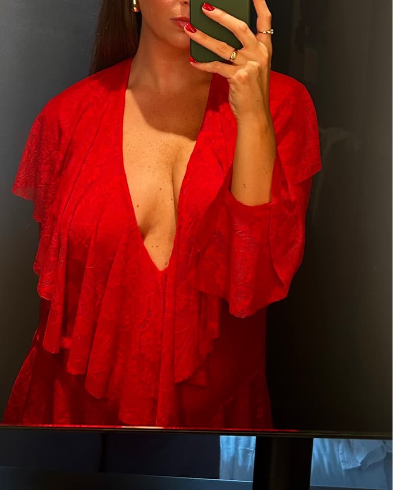 Norma Kamali Lace Mini Dress In Red - Image 5