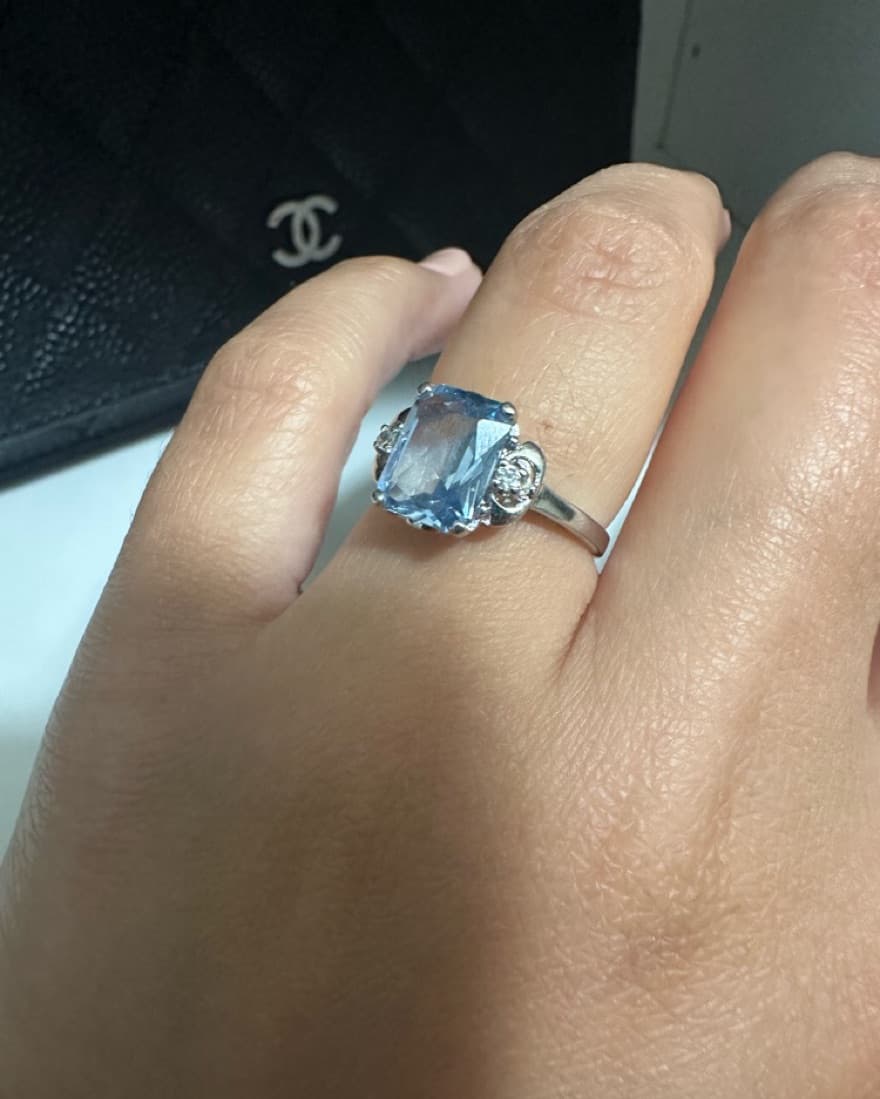 Authentic Aquamarine and 14k Gold Ring  - Image 2