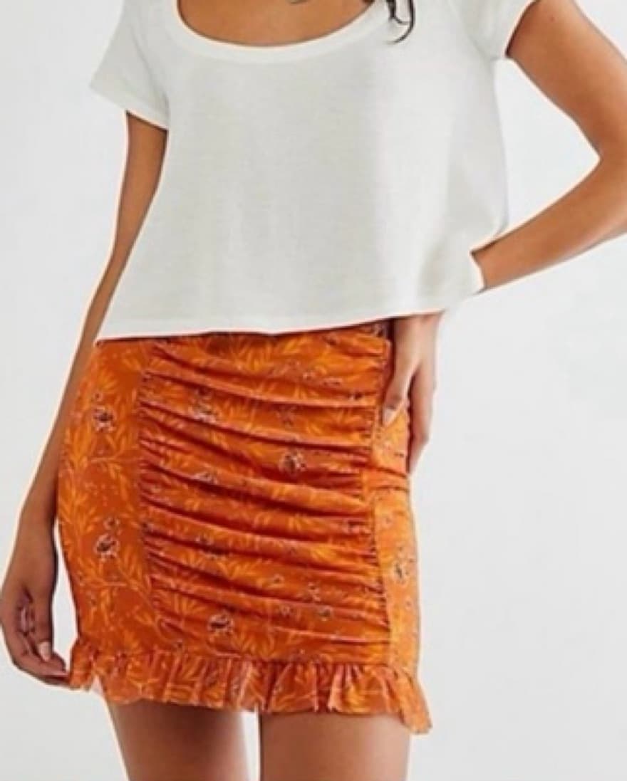 Orange Free People Floral Mini Skirt - Image 1