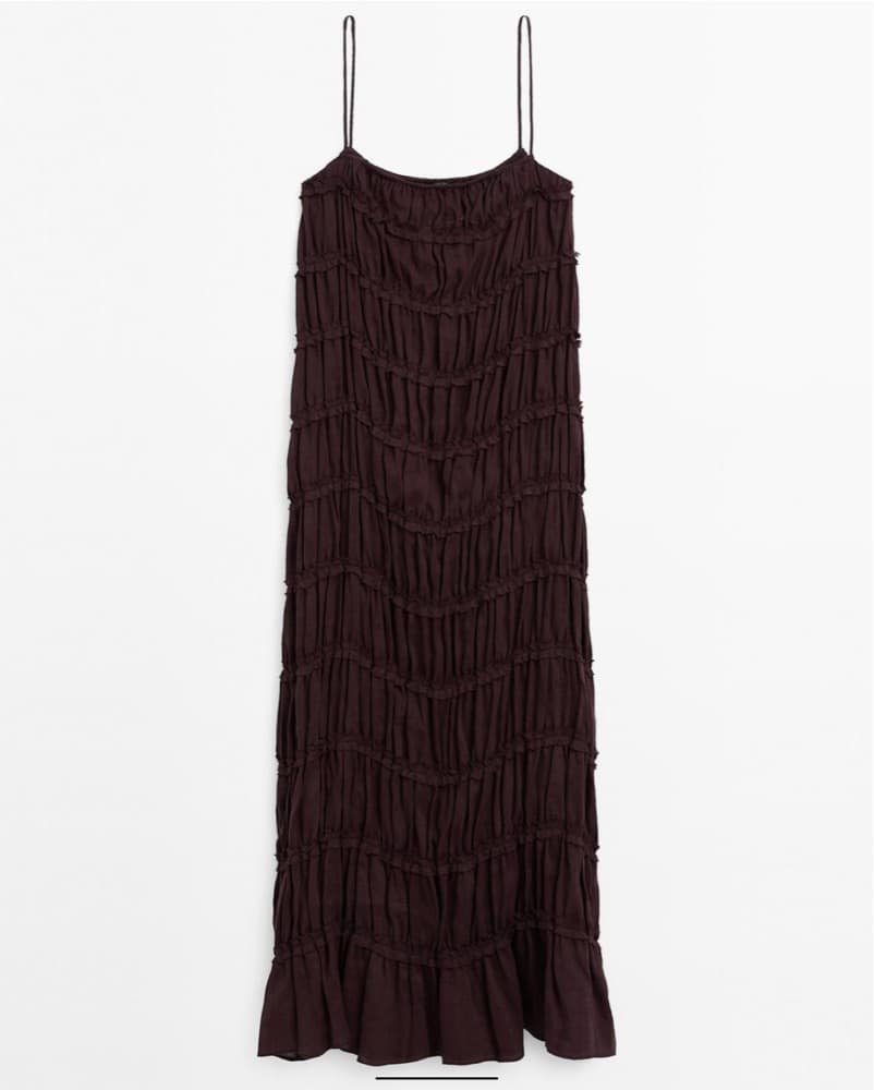 Massimo Dutti Rouched Linen Dress - Image 2
