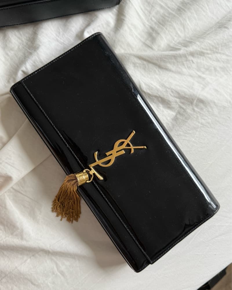 YSL Patent Leather Kate Tassel Clutch - Image 2