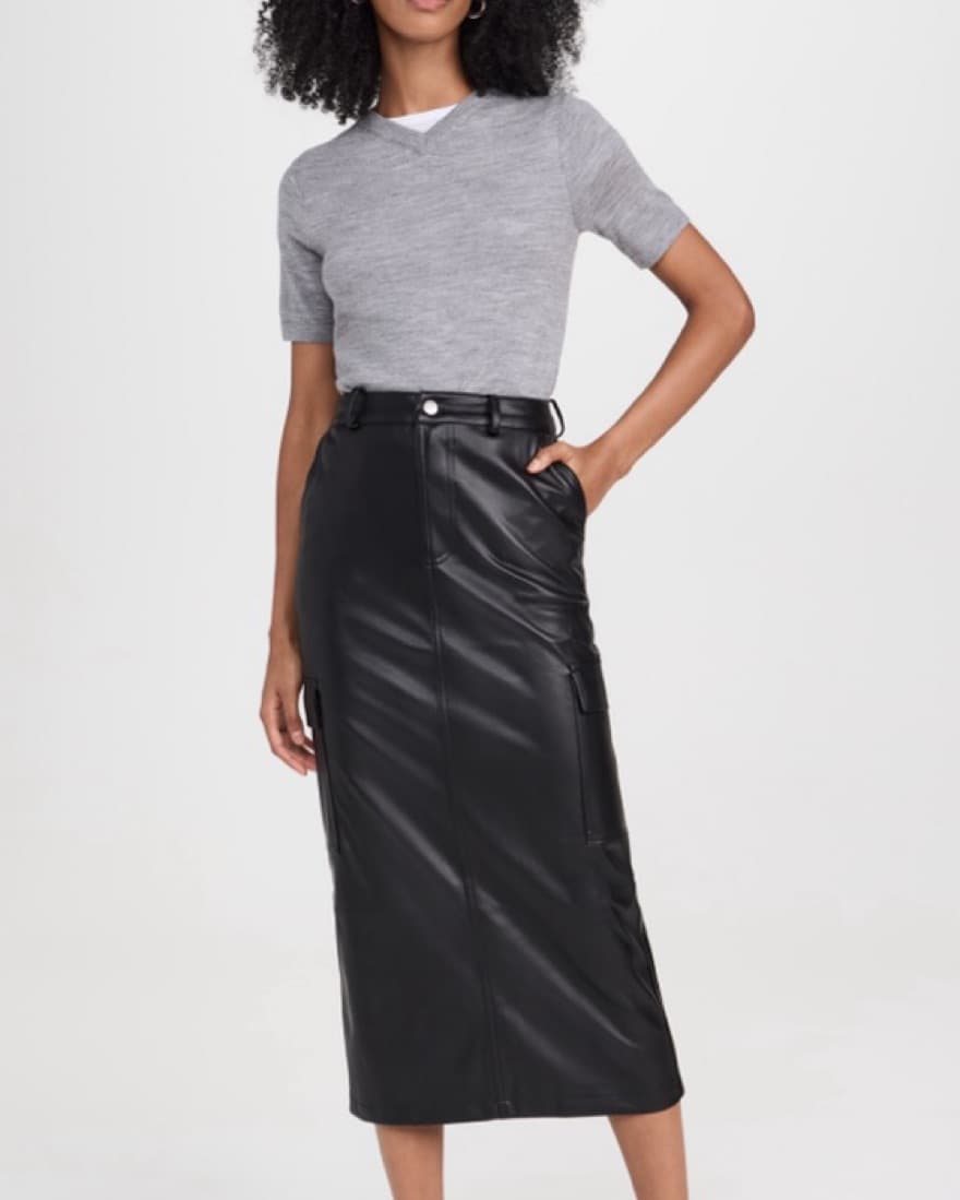 Sleek Leather Midi Skirt - Image 1