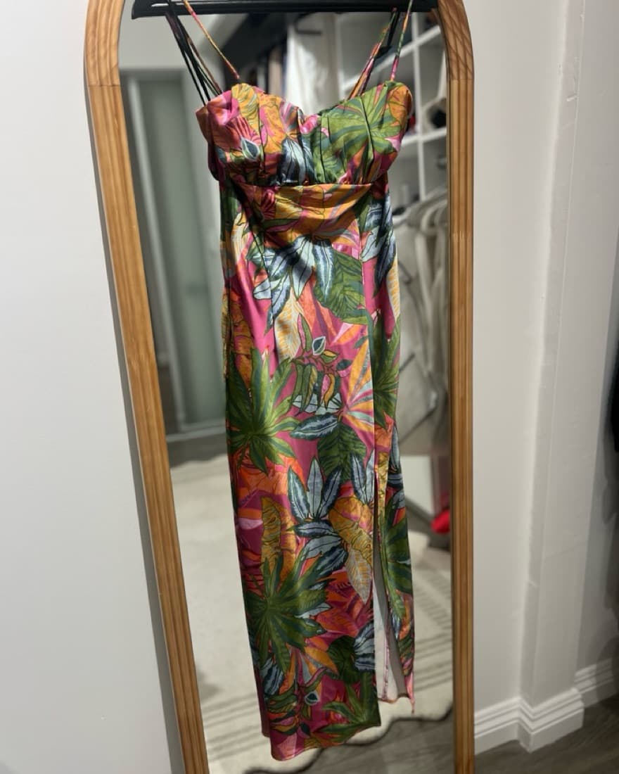 Tropical Print Midi Dress - Image 1