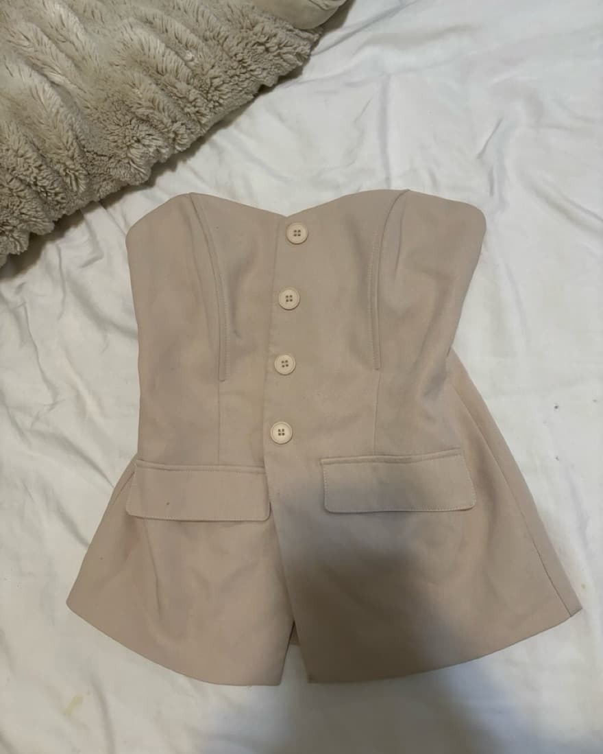 Button Up Beige Top - Image 1