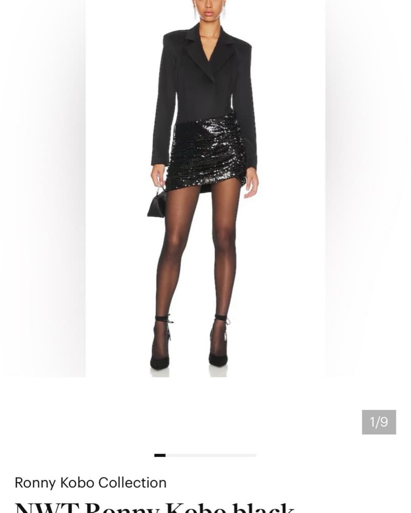 Sleek Black Sequin Dress and Blazer Set - Image 1