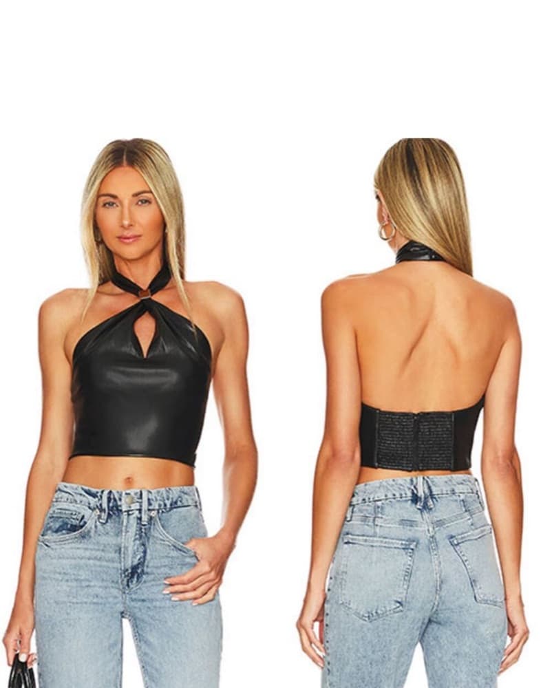 Alice + Olivia Sade Vegan Leather Top - Image 1