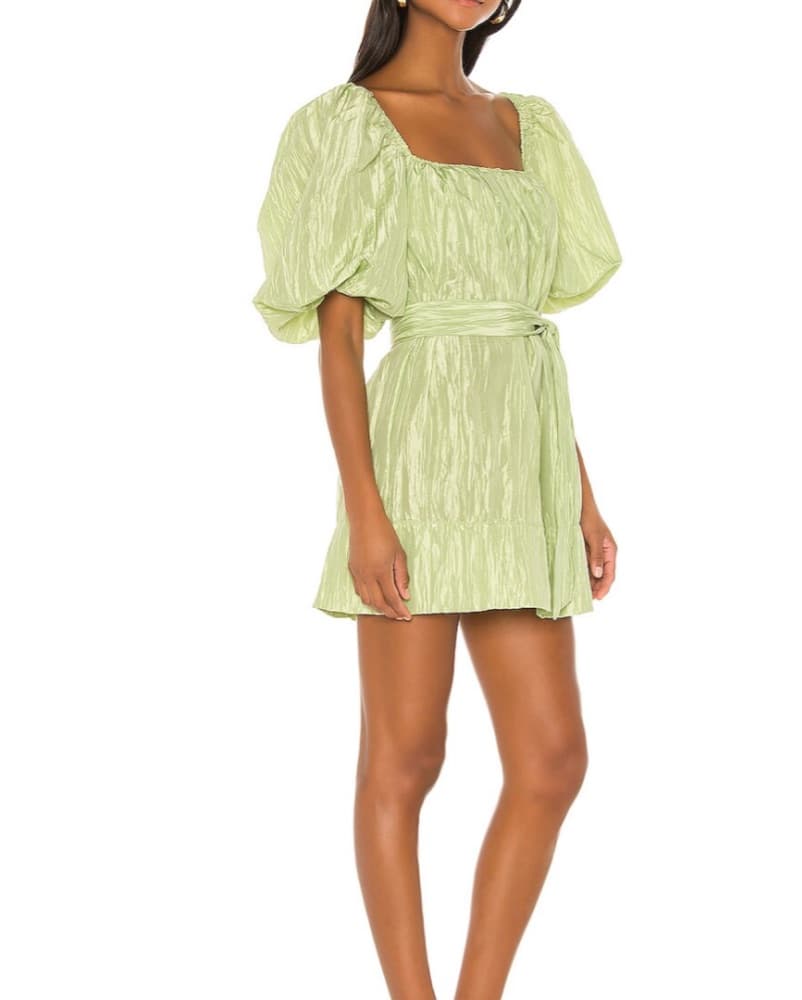 Revolve Puff Sleeve Green Dress - Image 1
