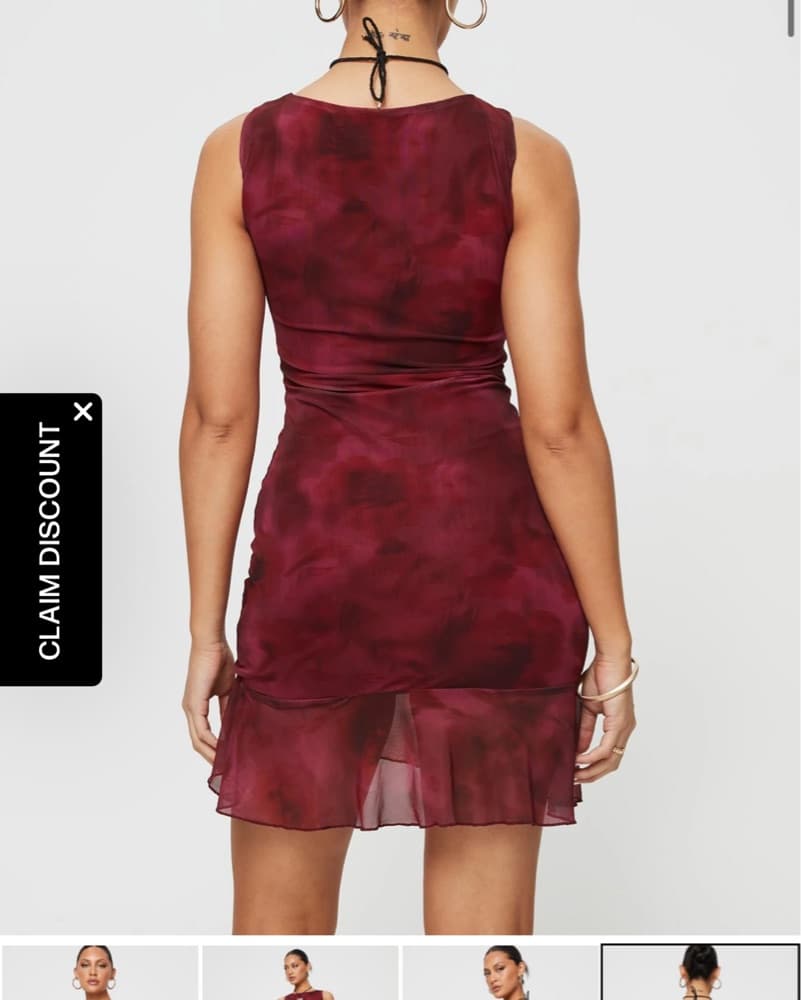 Ruffle Hem Mini Red Dress - Image 2