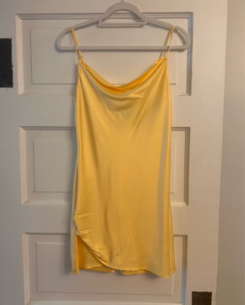 Radiant Yellow Satin Slip Dress - Image 3