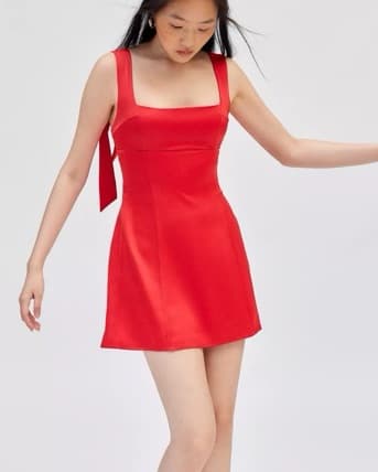 UO Bri Double Bow Satin Mini Dress - Image 2