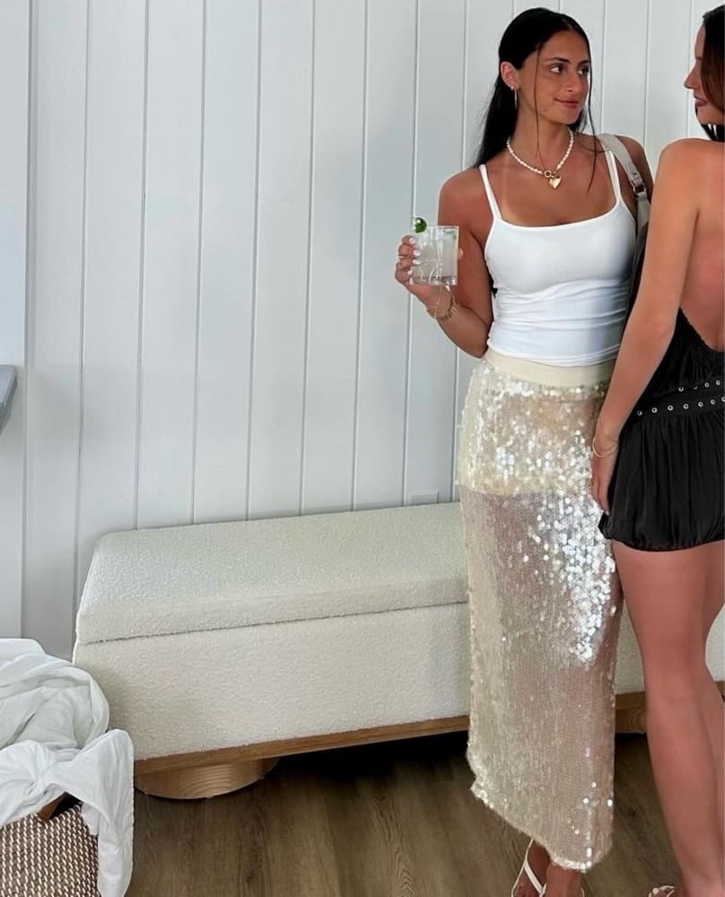 Sequin Sheer Maxi Skirt - Image 1