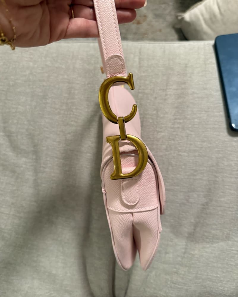 Pink Painted Leather Shoulder Bag - Image 2