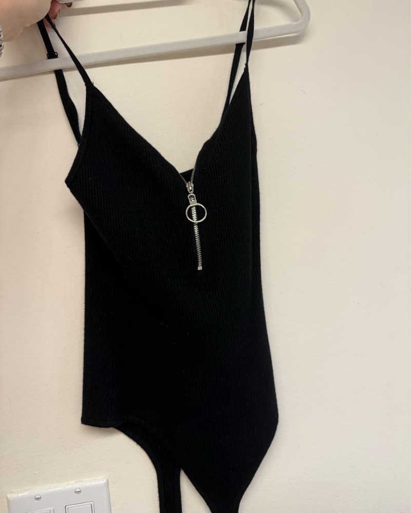 Black Zipper Bodysuit  - Image 1