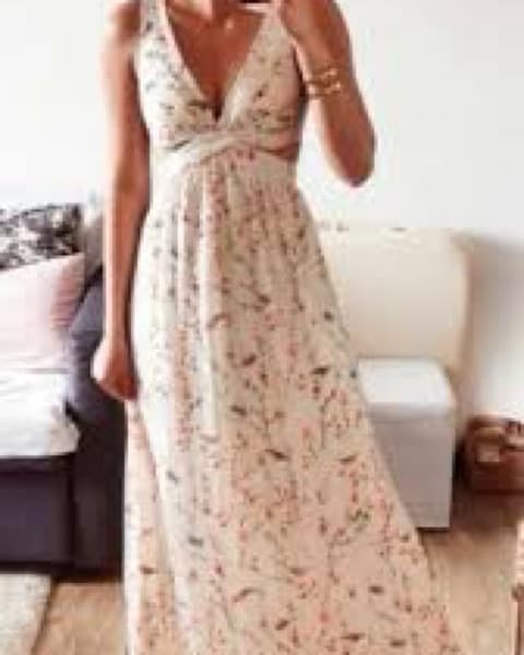 Floral Long Dress With Cutouts - Image 2