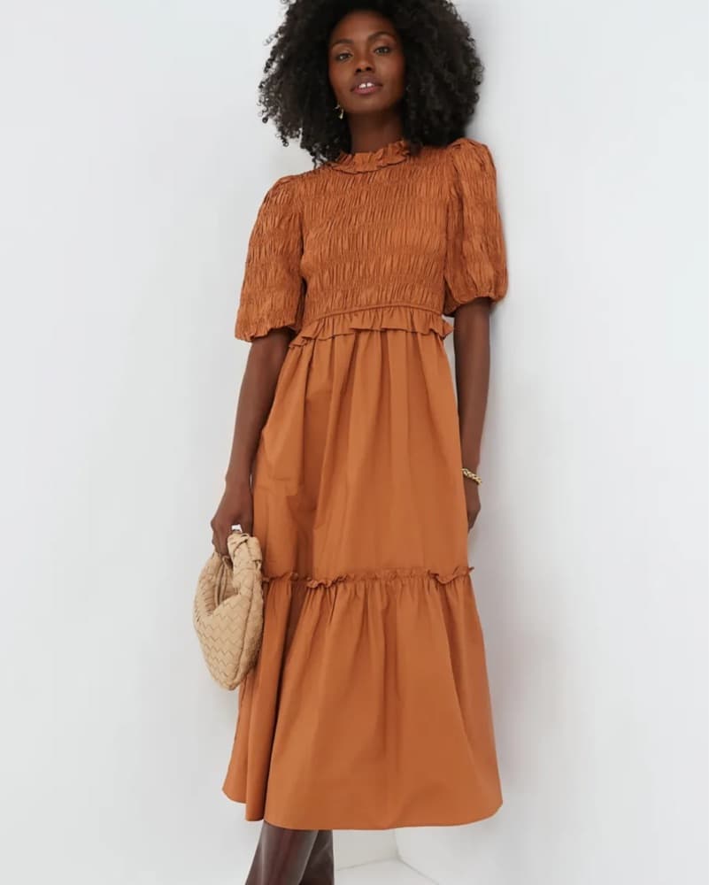 Chic Rust-Colored Midi Dress - Image 2