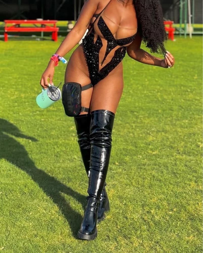 Black Patent Thigh High Boots - Image 2