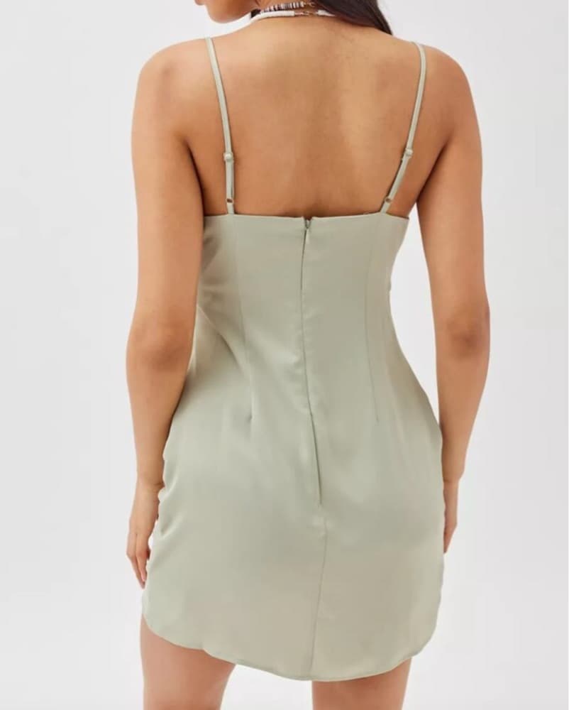 Mallory Cowl Neck Sage Green Slip Dress - Image 5