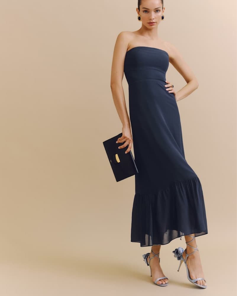 Reformation Arta Navy Dress - Image 3