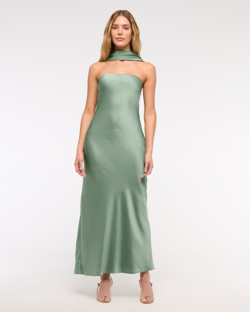 Green Strapless Scard Midi Dress - Image 4
