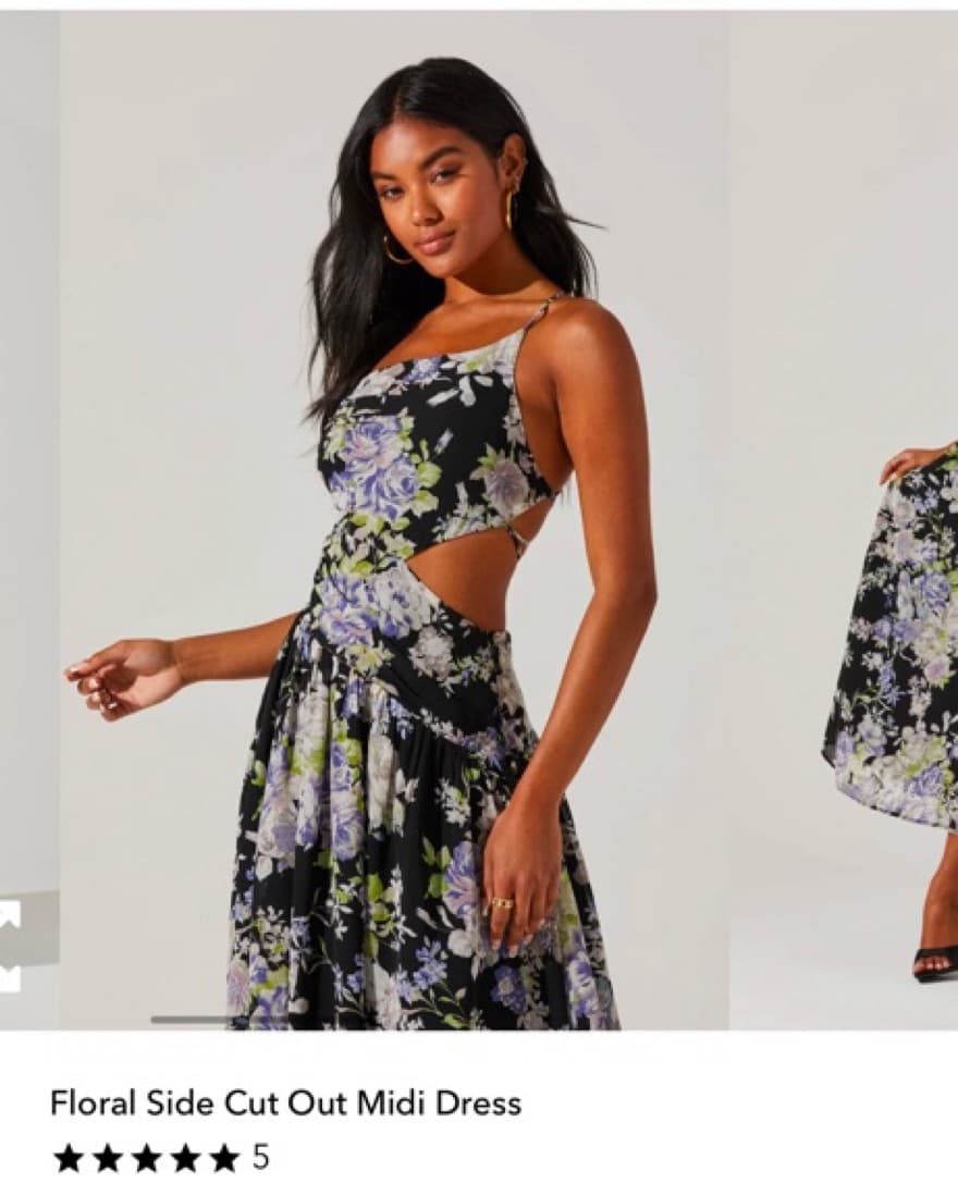 ASTR Black Floral Cut Out Midi Dress - Image 2