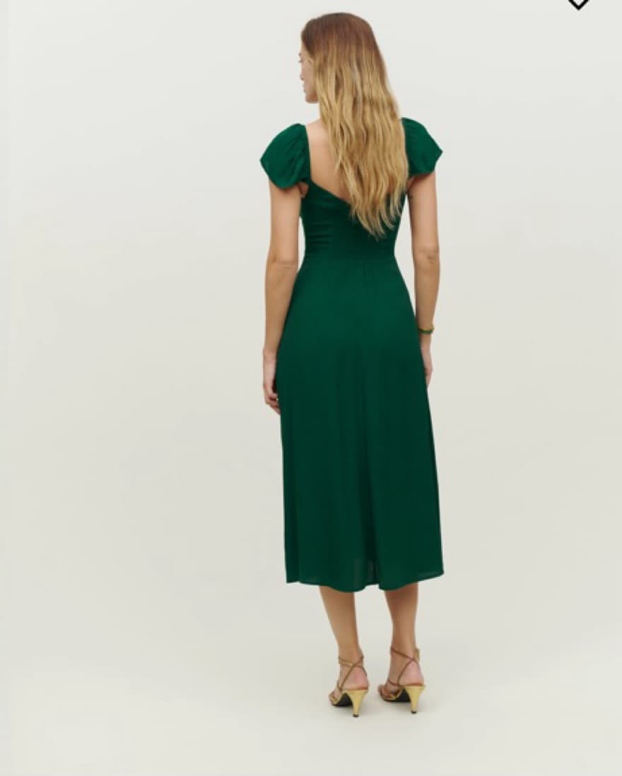 Reformation Baxley Dress In Emerald - Image 2