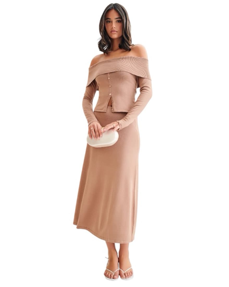 Nude Off Shoulder Knit Set - Image 4