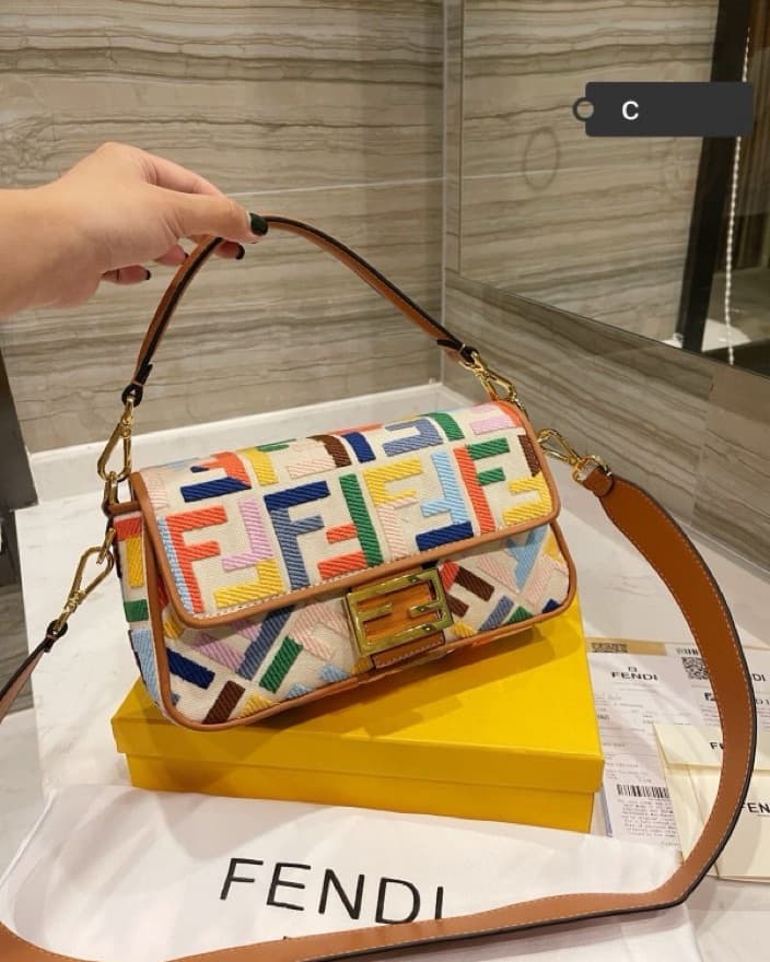 Fendi rainbow F Canvas Baguette Bag - Image 2