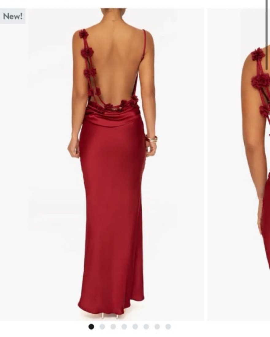 JLUXlabel Red Backless Dress w/ Flowers - Image 6
