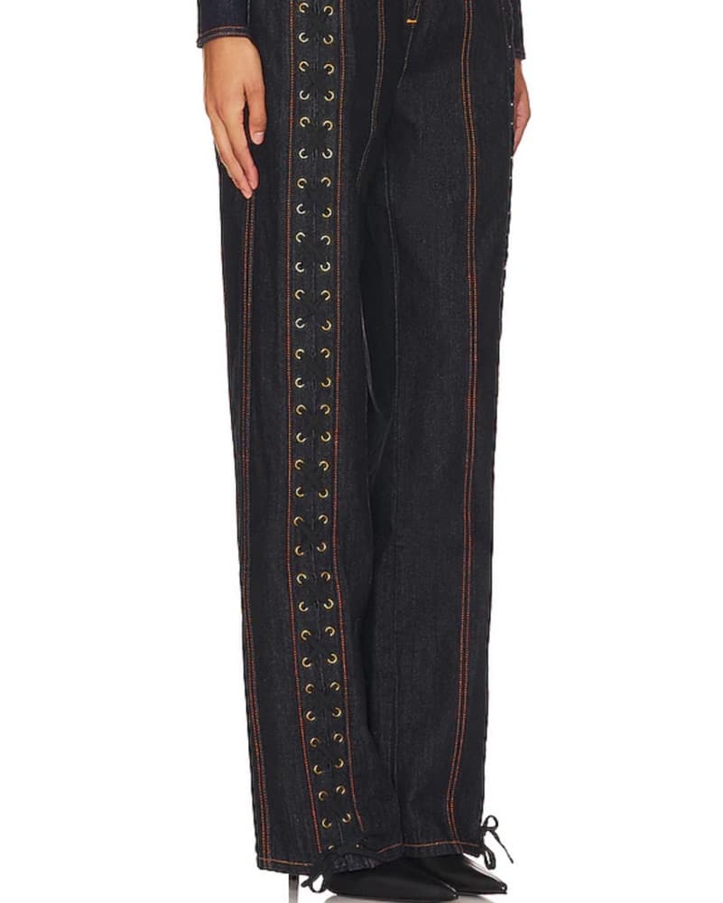 Tie-Up Dark Denim Jeans  - Image 2