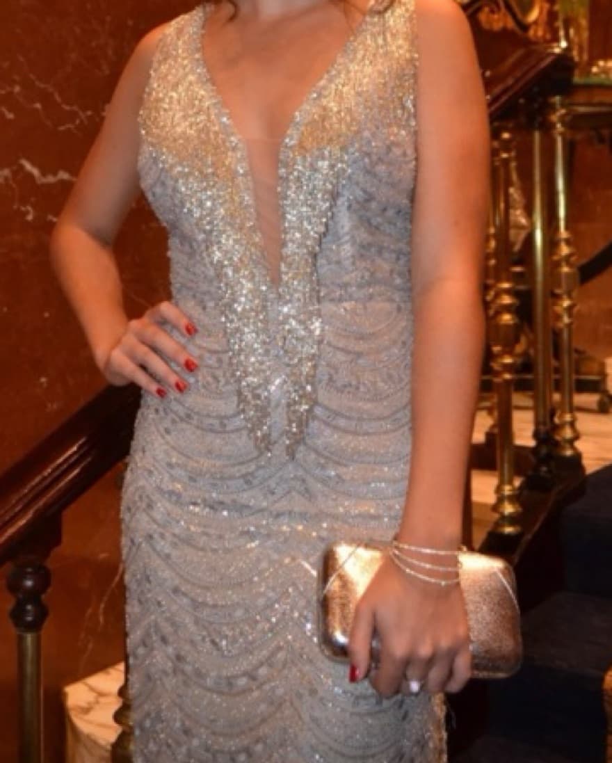 Silver Sequin Gown - Image 5