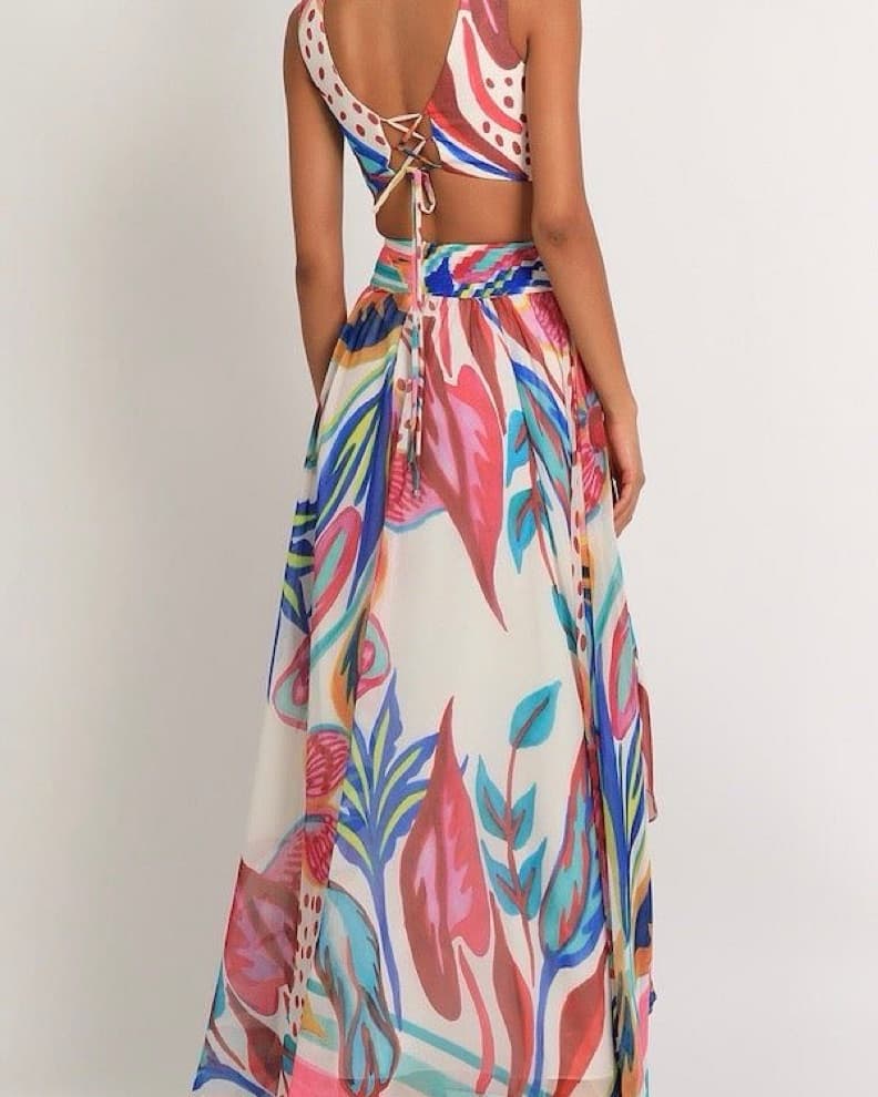 PatBo Tropical Floral Cut Out Maxi Dress - Image 2