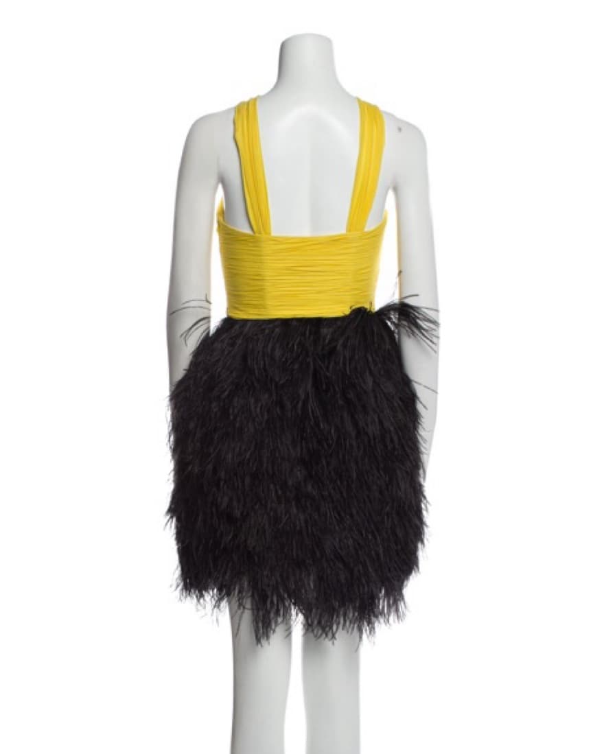 Jason Wu Yellow Ostrich Feather Dress - Image 4