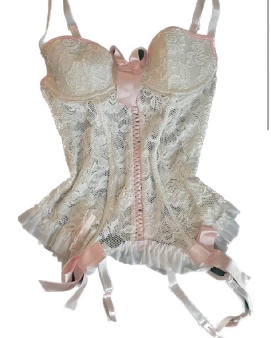 Pink And White Vintage Corset - Image 1