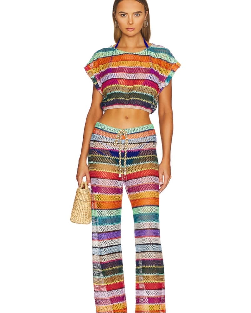 Vibrant Multicolor Striped Two-Piece Set - Image 1