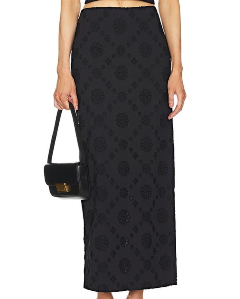 Helsa Black Floral Midi Skirt - Image 2