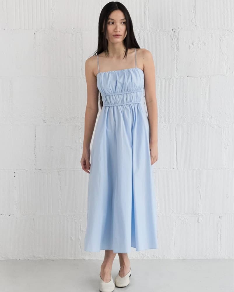 Baby Blue Cotton Midi Dress - Image 1
