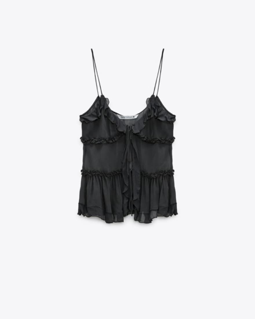 Zara Ruffled Semi Sheer Top - Image 1