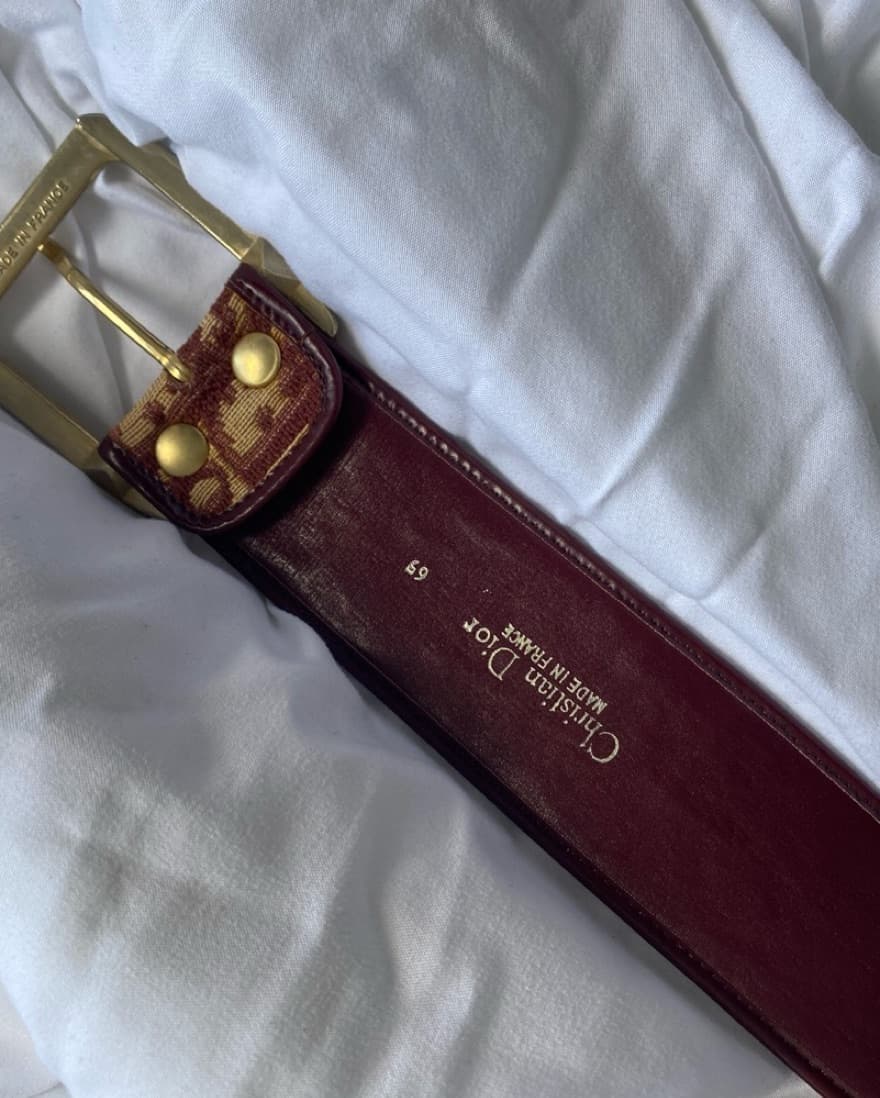 Dior Monogram Burgundy High Waist Belt - Image 3