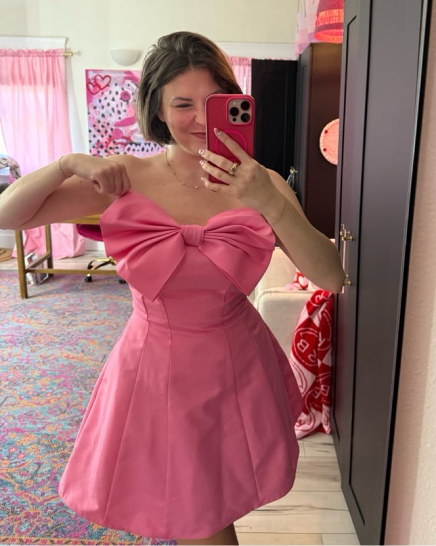 Pink Bow Mini Dress - Image 1