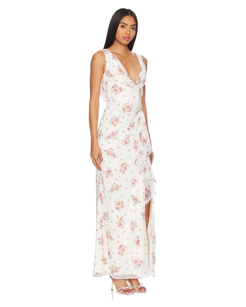 Liv Draped Maxi Dress in Cream  - Image 2