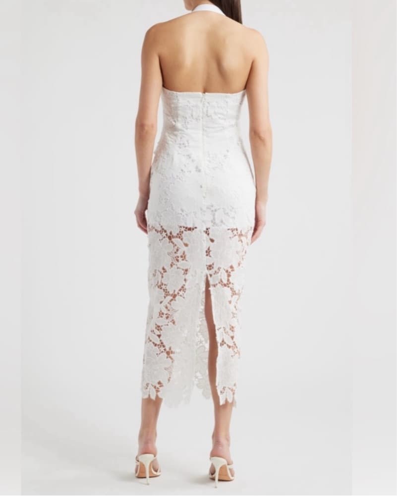 DELFI COLLECTIVE WHITE HALTER LACE DRESS - Image 3