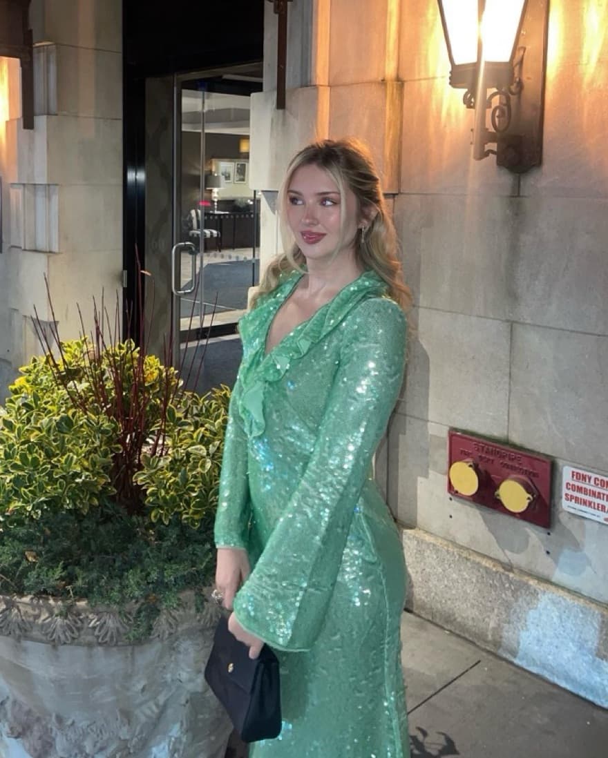 Self Portrait Green Sequined Midi Dress - Image 3
